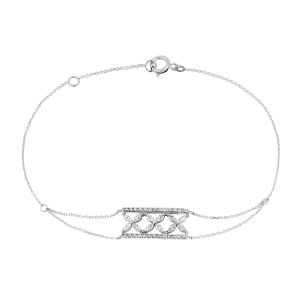 Cleor Bracelets Bracelet en Or 375/1000 Blanc et Oxyde Blanc Femme multicolor - Taille 36