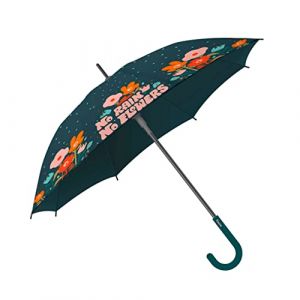 Fisura Grand parapluie "No rain no flowers". Parapluie pliable et automatique avec bouton. Parapluie robuste avec des fleurs. 106Ø –