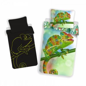 AC-Déco Parure de lit caméléon phosphorescente - 140 x 200 cm - Vert