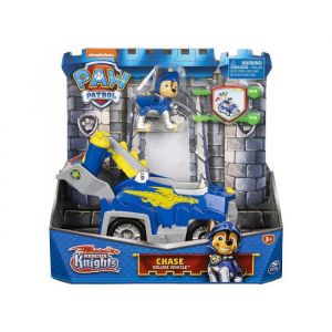 Coffret pat patrouille - voiture de police avec chien chase - collection chevalier - véhicule - figurine -