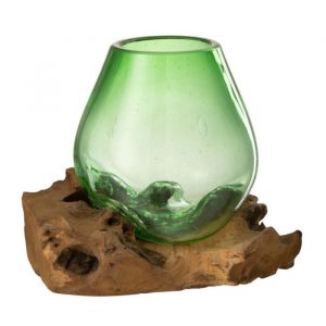 Vase en Verre sur Racine "Gamal" 19cm Vert