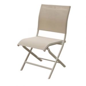 Proloisirs Chaise de jardin en aluminium cr&egrave;me effet chevron &Eacute;l&eacute;gance