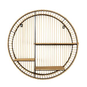 The home deco factory Etagère ronde 3 niveaux en bambou et métal marron