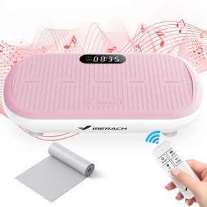 Merach - Plateforme Vibrante, 10 vitesses, 11 programmes, led, Bluetooth, télécommande, charge max 200 kg