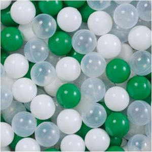 Balles pour Piscine à Balles de Jeu pour Bébé Enfants MISIOO Plastique Colorées 6 cm 150 Boules: Vert/Blanc/Transparent