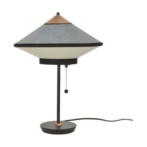 Forestier Lampe de table Cymbal / &Oslash; 35 cm - Velours bleu clair,ch&ecirc;ne naturel en tissu