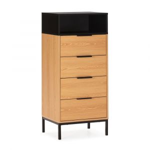 Commode haute 4 tiroirs couleur Chêne