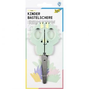 Folia 774 - Kinder Bastelschere Dino, ca. 16 cm, Ciseaux pour Enfants avec Motif de Dinosaure et gaufrage de la règle, inoxydables avec Coins arrondis, pour droitiers