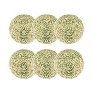 Novastyl Lot de 6 assiettes à dessert vertes en grès 20cm