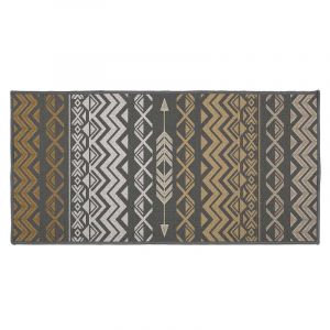 Image de Tapis Déco Rectangle "Zaparos" 57x115cm Or & Gris Prix