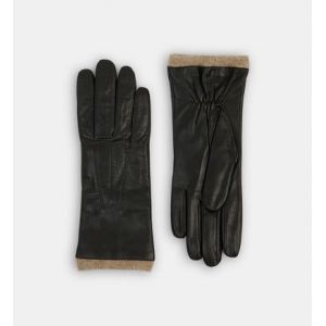 Galeries Lafayette Gants Clubby cuir doublure cachemire Noir