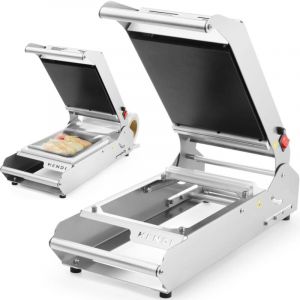 Hendi Thermoscelleuse de barquettes, compact, universel, pour sceller les aliments frais, incl. 1 matrice en PE pour sceller des barquettes alimentaires de 227x178mm, 230V, 700W, acier inoxydable