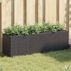 Image de VidaXL Jardini&egrave;re avec 3 pots noir 105x30x32 cm r&eacute;sine tress&eacute;e, jardini&egrave;re d'ext&eacute;rieur, bac &agrave; fleurs, bac &agrave; tomates, jardini&egrave;re de terrasse