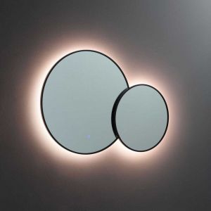 Kiamami Valentina Double Miroir Rond Avec Bord Noir Et R&eacute;tro-&Eacute;clairage Par Leds