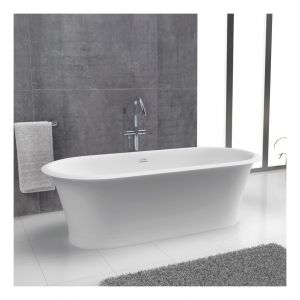 Sanita Baignoire ilot ovale Classic blanche 180cm en solid surface