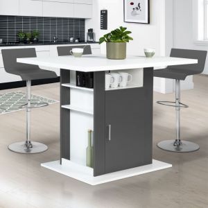 Idmarket Ilot central UGO 110 cm bois blanc et gris avec rangements