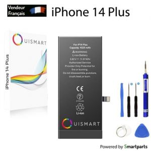 Batterie pour iPhone 14 Plus - OUISMART - Capacit&eacute; 4325 mAh - Lithium Ion