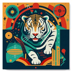 Mini peinture au numéro : Tigre Art Déco - toile tendue sur chassis