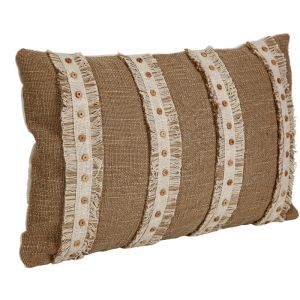 Romimex Coussin Beige 30 x 8 x 50 cm brodé