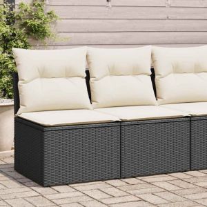 VidaXL Salon de jardin avec coussins 2 pcs noir résine tressée acacia