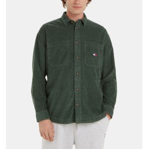 Tommy Jeans Surchemise ample coton velours c&ocirc;tel&eacute; Vert - Couleur Vert - Taille L