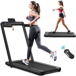 Costway Tapis De Course Pliable 0,75hp Double Affichage Led App Et Télécommande Vitesse Motorisé 12 Km-H Surface 40x100cm Noir