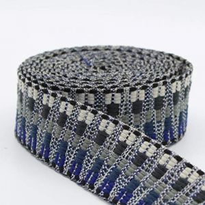 Hamelle & Leduc 5 mètres de sangle Ethnic Zig Zag 38mm Bleu/Gris 326n