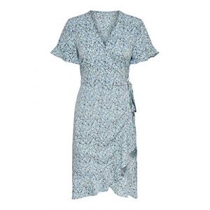 Only Robe courte croisée Bleus - Taille 42