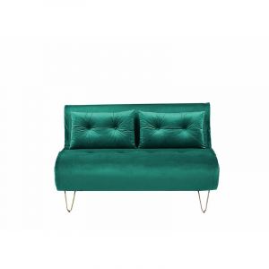 Beliani Banquette convertible 2 places en velours vert foncé VESTFOLD