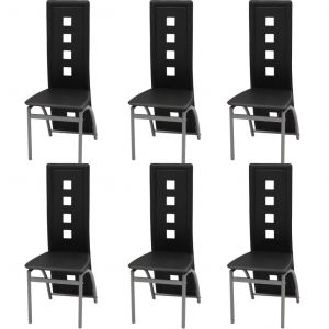 VidaXL Chaises de salle &agrave; manger 6 pcs Noir Cuir artificiel