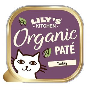 Lily's Kitchen Fabriqu&eacute; &agrave; partir d&rsquo;ingr&eacute;dients naturels Barquette d&rsquo;aliments pour chats adultes Dinde bio Recettes sans c&eacute;r&eacute;ales 19 x 85g