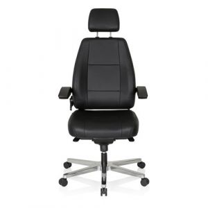 Image de hjh OFFICE Chaise de bureau / fauteuil bureau 24 HOURS cuir noir