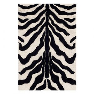 SAFAVIEH Tapis Imprimé Animalier Salon, Salle à manger, Chambre à coucher - Cambridge Collection, Tapis à poil court, Ivoire et noir, 244 X 305 cm