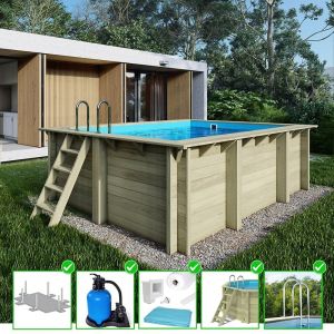 Piscine en bois Aqua 4.65x2.85 - H.1.24 m fixations &agrave; visser - BAS7306OSPL