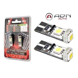 2 Ampoules LED - T10 12V 5W 9000K - W2.1x9.5D - Puce SMD - Blanc