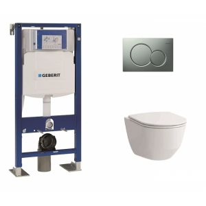 Geberit Pack WC UP320 + cuvette sans bride Rimless + plaque Sigma CHR mate