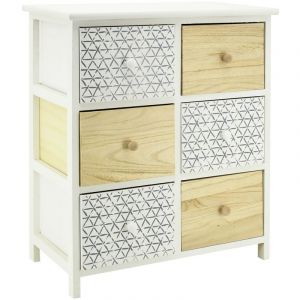 Aubry Gaspard Commode 6 tiroirs en bois teinté blanc et naturel 6 tiroirs