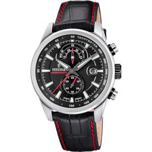 Festina Montre Timeless Chronograph Noir, Bracelet d’ Cuir, Homme
