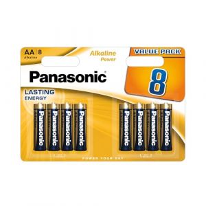 Panasonic Alkaline Power, AA Piles alcalines, Lot de 8, Mignon, LR6, 1.5V, Protection Anti-Fuite, 7 Annees en Stock, pour télécommandes, balances, horloges, énergie Durable et fiable