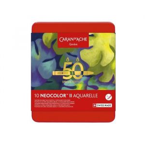 Caran d'Ache Neocolor II Lot de 10 pastels de cire solubles dans l'eau &Eacute;dition sp&eacute;ciale 50 ans &ndash; Lush &ndash; Bo&icirc;te de 10 couleurs, crayons de coloriage artistiques, cadeau pour les amateurs d'art