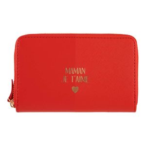 Draeger Paris - Portefeuille Femme - Maman Je t'aime - Rouge - polyur&eacute;thane