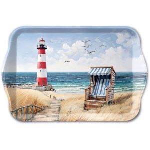 Ambiente Mini Plateau Rectangulaire En M&eacute;lamine Plage Et Phare