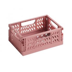 Caisse de rangement - Mini - Plastique - Pliable - Rose - 14x10,5x6cm