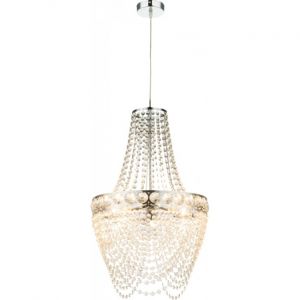 Globo Plafonnier pendule lampe suspendue métal chrome lumière lustre rond cristal éclairage