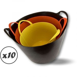 Kibros Seau bassine panier souple - Assortiment 3 seaux - Lot de 10 assortiments - 14, 25, 36 litres - Récipient multifonction polyéthylène