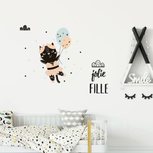 Sticker jolie fille & chaton scandinaves