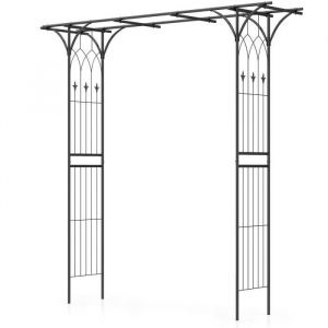 Costway - Arche de Jardin en Métal pour Plantes Grimpantes, Arceau à Rosiers en Treillis Extérieur 205x52x206CM, Support de Toile de Fond Élégant,