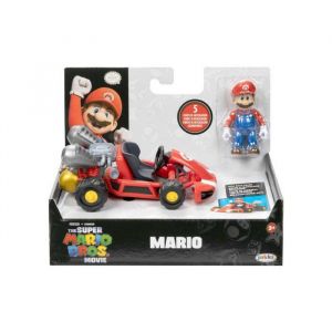 Bandai Coffret super mario : mario + kart 12 cm - figurine articulé - set personnage collection + 1 carte - enfant