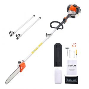 VEVOR Élagueuse Thermique sur Perche à 2 Temps, 25 cc, Élagueuse sans Fil à Essence, avec Perche Extensible 2,12-3,62 m, Guide-chaîne 30,5 cm, Réservoir de Carburant 650 ml, pour Élagage des Arbres