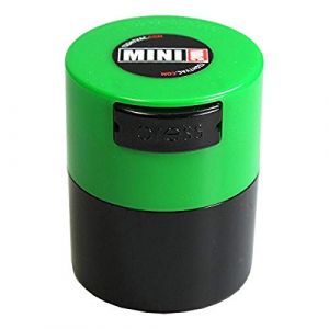 Minivac – Récipient de stockage portatif étanche à l'air multi-usage de 10 à 30 grammes, hermétique pour les produits secs, la nourriture, et les herbes, Plastique, Green Cap Black Body, .12-Liter/4-Fluid Ounce